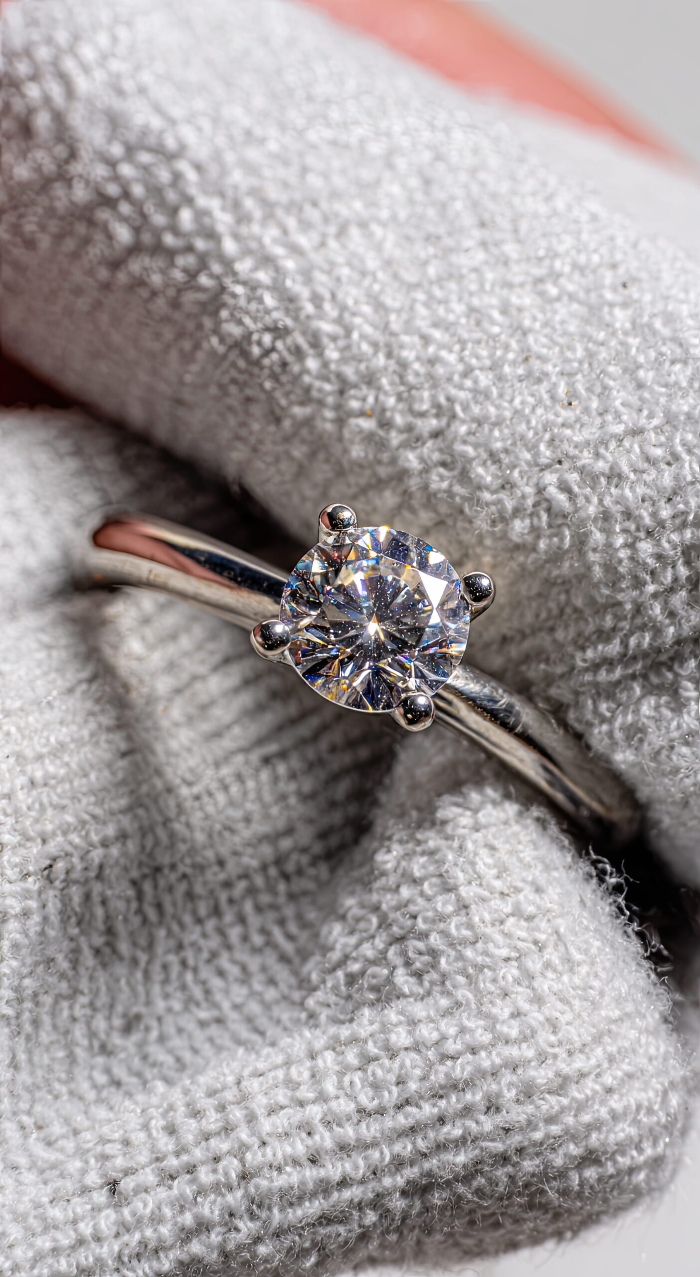 A jeweler cleans a diamond ring with a microfiber cloth<br />
